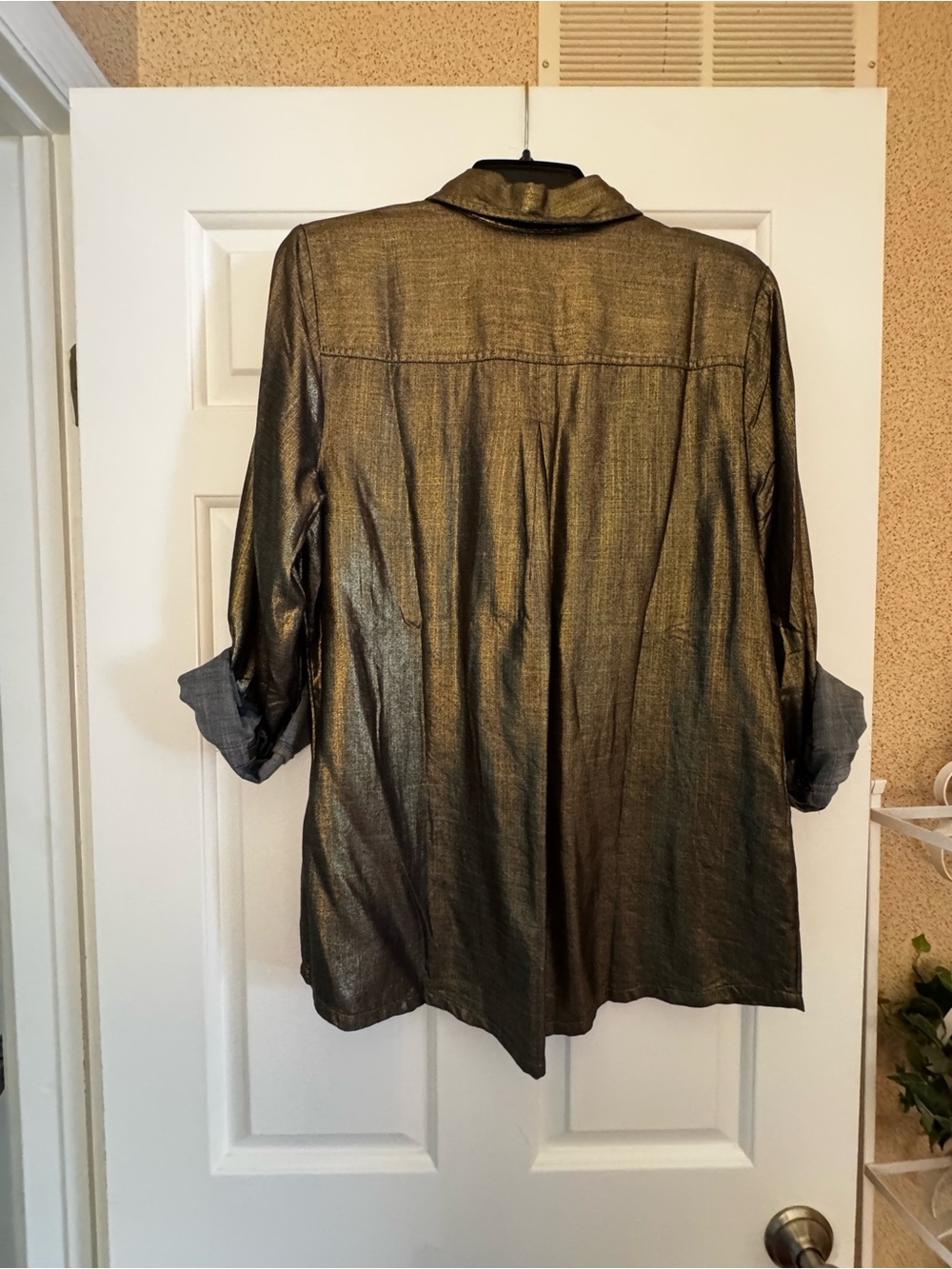 Soft Surroundings Metallic Gold Button-Down Shirt